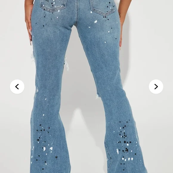 Fashion Nova Paint-Splatter Flare Jeans - Picture 2 of 4